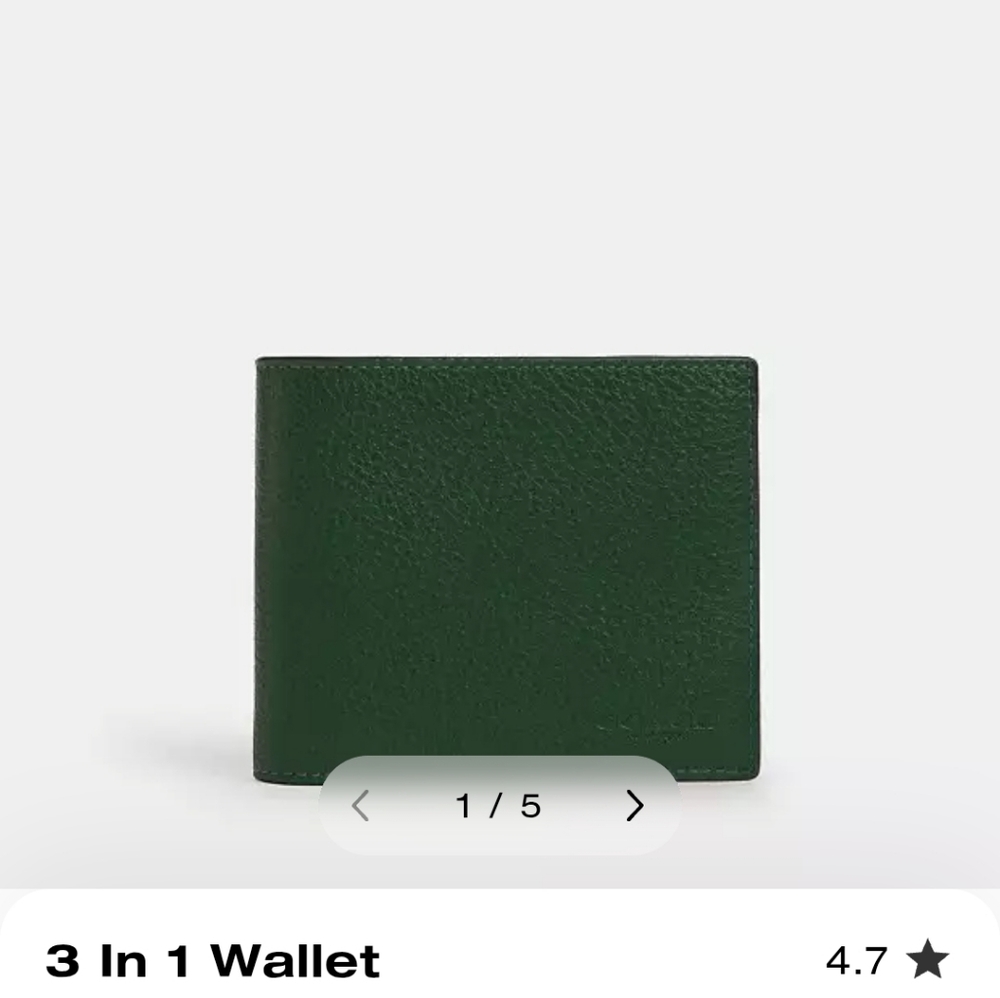 New! Coach 3 In 1 Leather Wallet in Hunter Green
